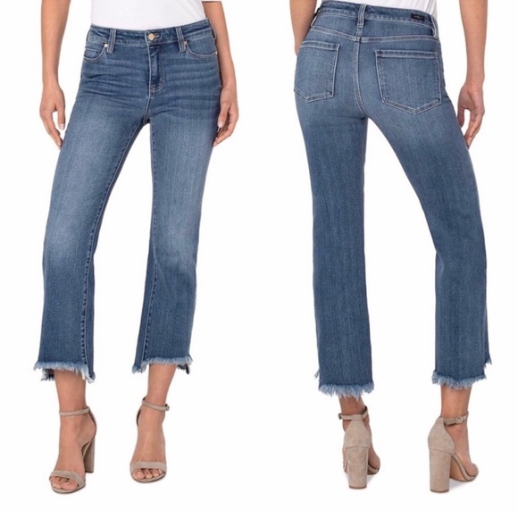 Liverpool Denim - Liverpool Hannah frayed crop flare denim jeans Sz 6 women EUC